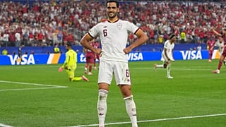 Mikel Merino celebra el gol que da el pase a España a la siguiente fase. 