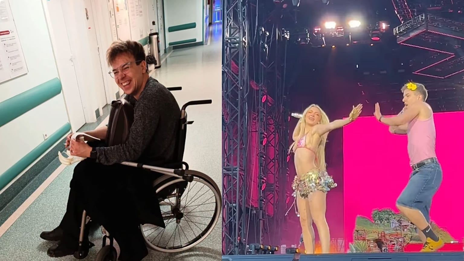 Radny miejski Piotr Czerniejewski z Zarą Larsson na scenie