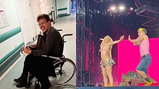 Radny miejski Piotr Czerniejewski z Zarą Larsson na scenie