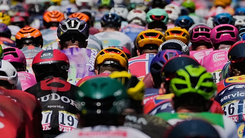 The pack rides during the third stage of the Tour de France cycling race with start in Granollers and finish in Les Angles, 6 July, 2026