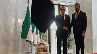 Syrian President Ahmad al-Sharaa meets French President Emmanuel Macron at the presidential palace in Damascus, 7 July, 2026