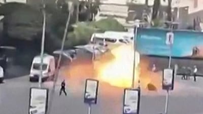 Screenshot of video showing one of the explosions in Damascus, 7 July, 2026