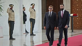 I presidenti di Francia e Siria, Emmanuel Macron e Ahmad al-Shara', a Damasco