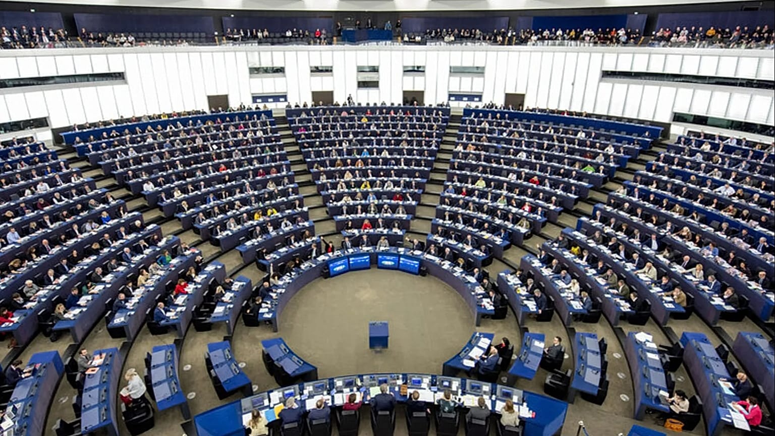 The hemicycle of the European Parliament.