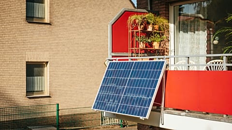 Plug-in solar panels on a balcony in Germany.