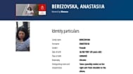 A screenshot of the Interpol webpage shows a Red Notice for Anastasiia Berezovska, a suspect in the Monaco bombing 