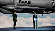 NATO Secretary General Mark Rutte, listens, as Sweden's Prime Minister Ulf Kristersson speaks at the opening of the NATO Defense Industry Forum.
