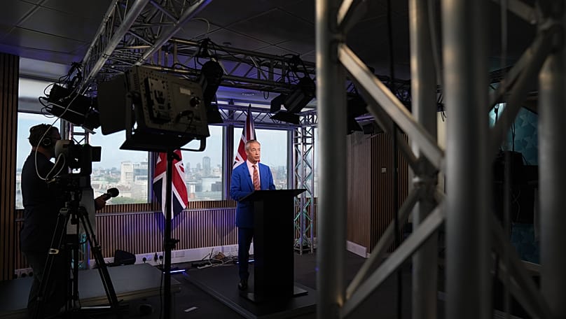 Reform UK leader Nigel Farage makes a statement to the media at the party headquarters in Millbank, 7 July, 2026