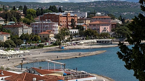 General view of the seafront and hotels in Opatija, Croatia, Saturday, May 15, 2021. 