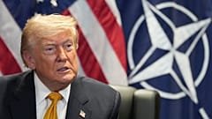 US President Donald Trump speaks during a meeting with NATO Secretary General Mark Rutte at the NATO summit in Ankara, 8 July 2026
