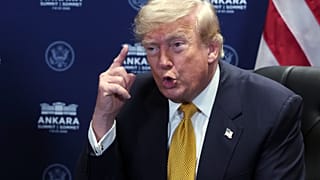 President Donald Trump speaks during a meeting with NATO Secretary General Mark Rutte at the NATO summit in Ankara, Turkey, Wednesday, 8 July, 2026.