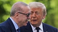 President Donald Trump, right, speaks with Turkish President Recep Tayyip Erdoğan at the NATO summit in Ankara, Turkey, 7 July, 2026.