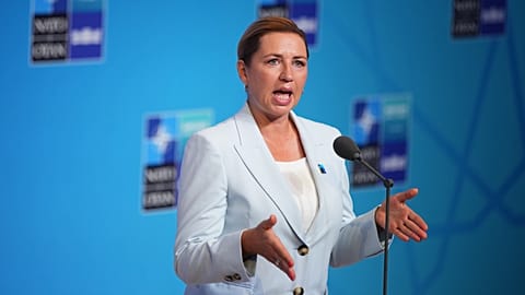 Denmark's Prime Minister Mette Frederiksen arrives for the NATO summit in Ankara, Turkey. 8 July, 2026. 