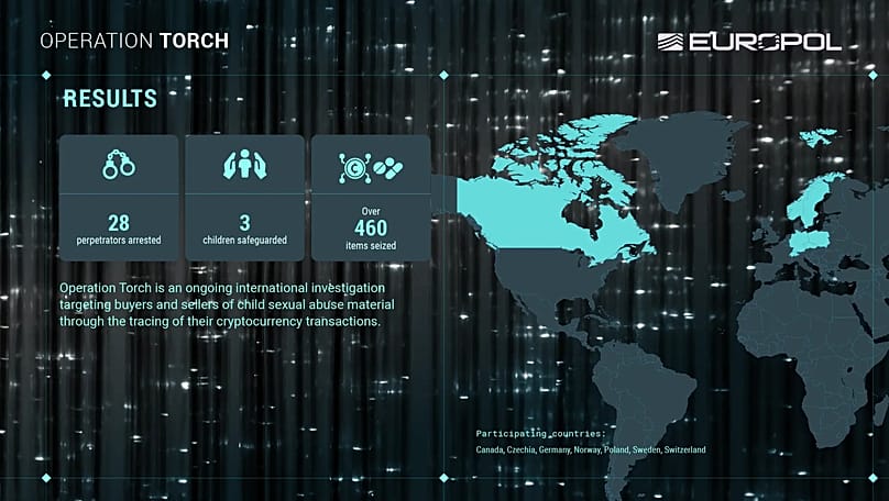 A screenshot of Operation Torch from the Europol website, 8 July, 2026