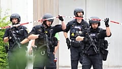 The Support Unit (USK), a specialised unit of the Bavarian police, in the grounds of the Welfen Gymnasium in Schongau, 8 July, 2026