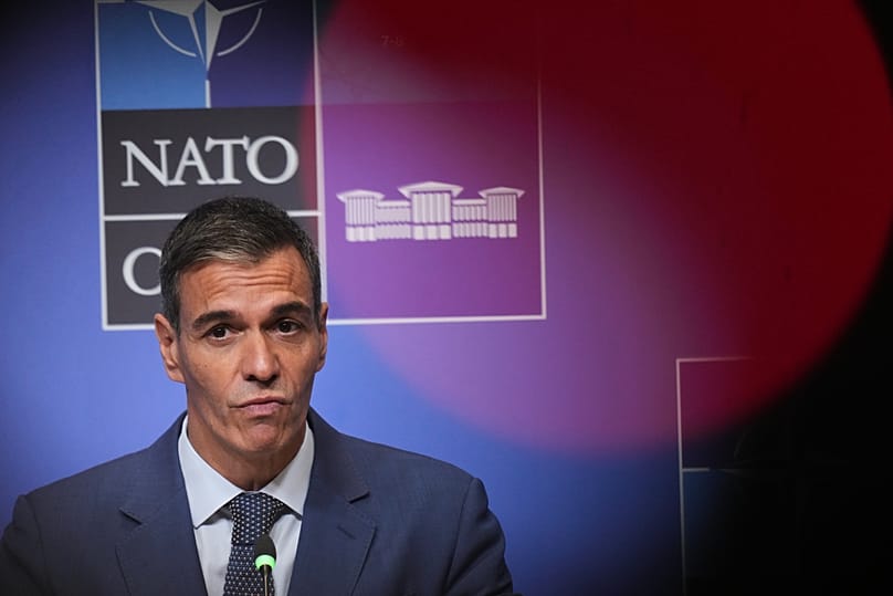 Spain's Prime Minister Pedro Sánchez during a media conference at the NATO summit in Ankara, 8 July, 2026