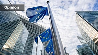 European Union flags flap in the wind in front of the EU headquarters in Brussels (AP Photo/Virginia Mayo, File)