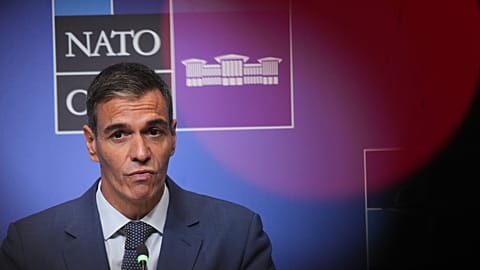 Spain's Prime Minister Pedro Sánchez during a media conference at the NATO summit in Ankara, 8 July, 2026