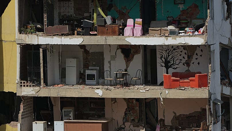 Furniture remains inside apartments damaged in the earthquakes in La Guaira, 6 July, 2026