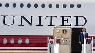 US President Donald Trump steps off Air Force One as he arrives for the NATO summit in Ankara, 7 July, 2026