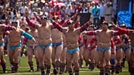 Wrestlers compete during the Naadam Festival in Ulaanbaatar, Mongolia, Monday, July 11, 2016. The event features traditional wrestling, archery and horse racing.