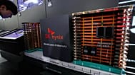 FILE. A model of SK hynix's high-bandwidth memory (HBM) technology is displayed during the World IT Show at COEX in Seoul, South Korea, 25 April 2025