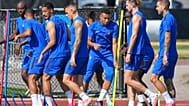 France's Kylian Mbappe trains ahead of the World Cup quarter-final against Morocco in Waltham, Mass., near Boston, Wednesday, July 8, 2026.