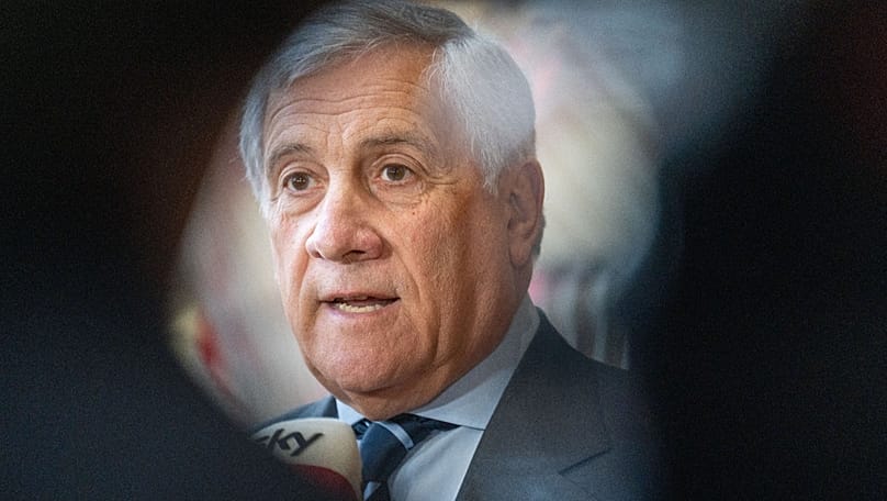 Italy's Foreign Minister Antonio Tajani speaks with the media as he arrives for a meeting of EU foreign ministers at the European Council building in Brussels, 11 May, 2026