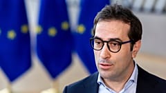 Spain's Economy Minister Carlos Cuerpo Caballero speaks with the media at the European Council building in Brussels, Monday, March 9, 2026.
