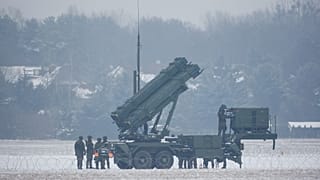 Patriot missile launchers acquired from the US deployed in Warsaw, 6 February, 2023