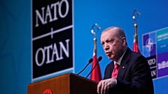 Turkish President Recep Tayyip Erdogan speaks during a media conference at the NATO summit in Ankara, Turkey, Wednesday, July 8, 2026.