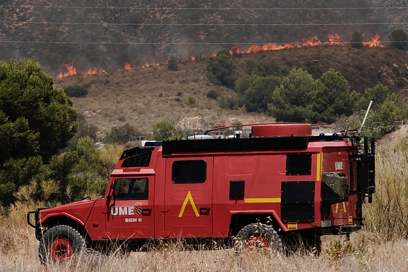 A wildfire rages in Alfajir near Almeria, 10 July, 2026