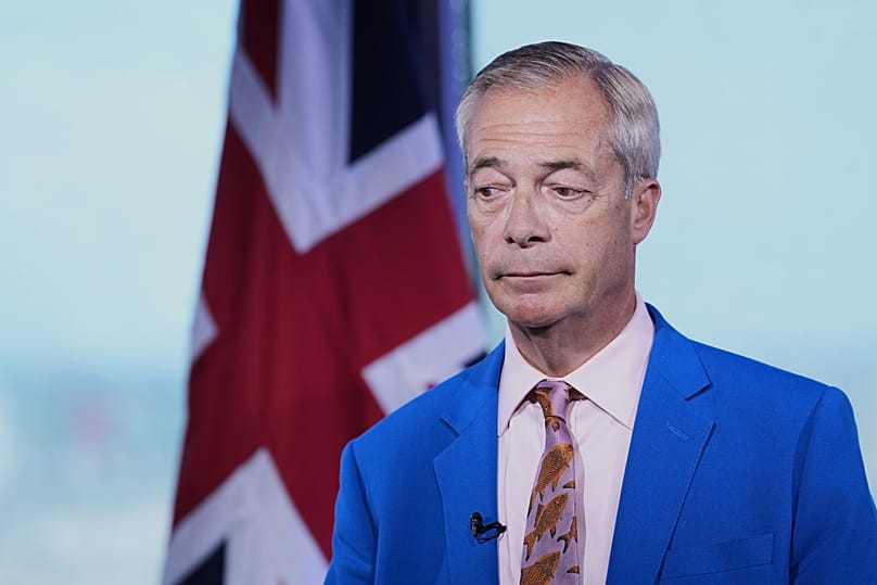 Reform UK leader Nigel Farage looks on as he makes a statement to the media at the party headquarters in Millbank, 7 July, 2026