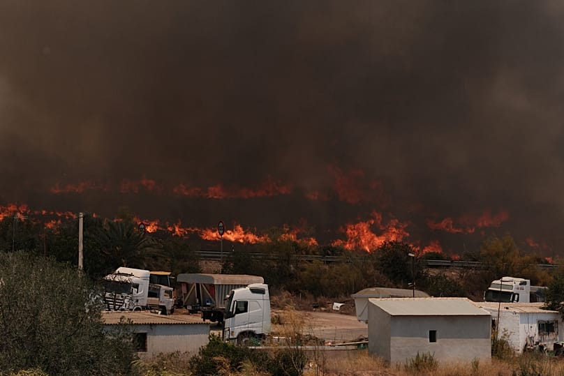 A wildfire rages in Los Gallardos, 10 July, 2026