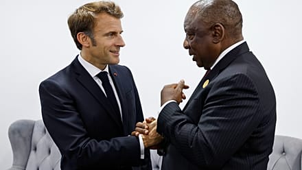South African president welcomed by Macron at start of visit to France