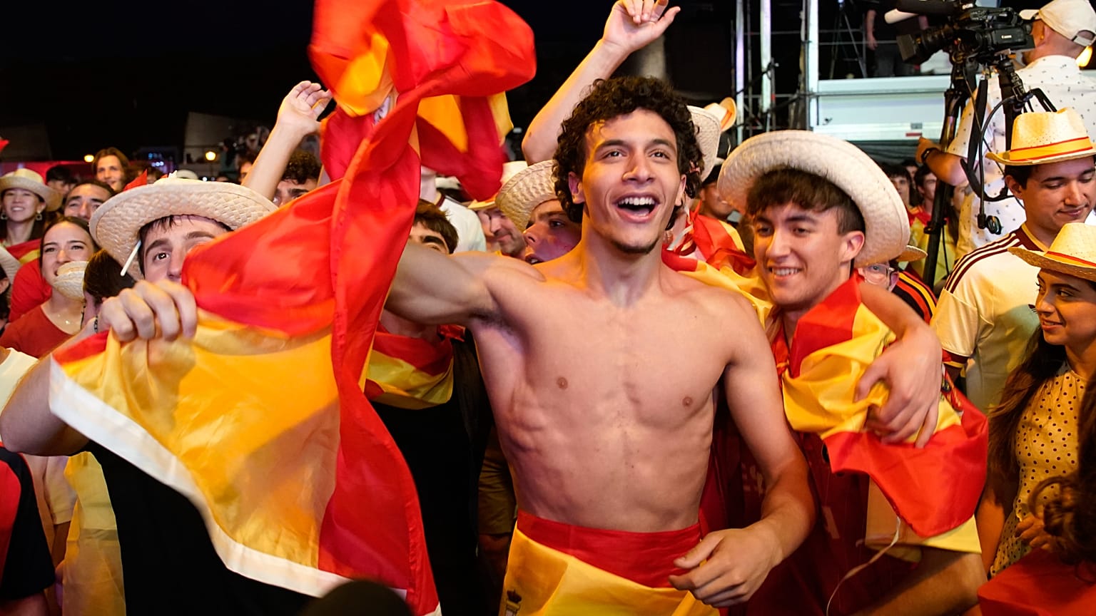 Spanish fans gather in central Madrid to celebrate their team's victory