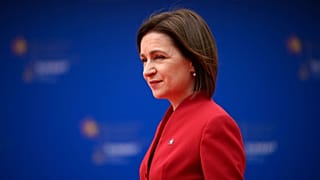 President of Moldova Maia Sandu arrives at the 6th European Political Community summit Friday, May 16, 2025 in Tirana, Albania