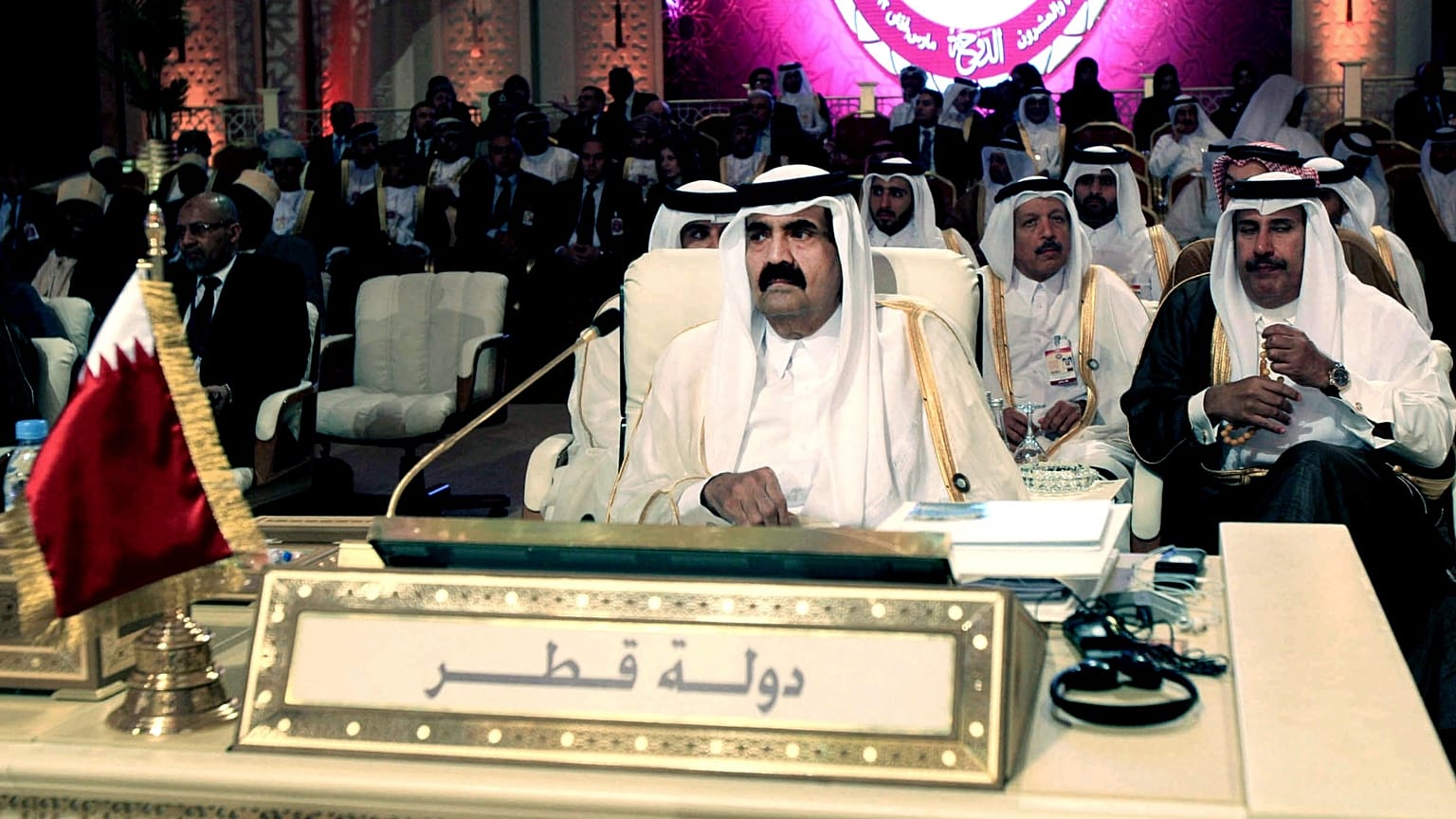 FILE: Former Emir of Qatar Sheikh Hamad bin Khalifa Al Thani at the Arab League Summit in 2013