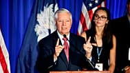 Republican U.S. Sen. Lindsey Graham speaks after winning the Republican primary on June 9, 2026, in Columbia, S.C.