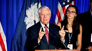 Republican U.S. Sen. Lindsey Graham speaks after winning the Republican primary on June 9, 2026, in Columbia, S.C.