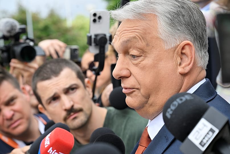 Former prime minister Viktor Orbán speaks to the press in Budapest, 13 June, 2026