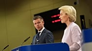 European Commission President Ursula von der Leyen, right, and Hungary's Prime Minister Peter Magyar address the media at EU headquarters in Brussels, 29 May 2026.