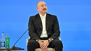 Azerbaijan President Ilham Aliyev speaks at the Shusha Global Media Forum in Shusha, 13 July 2026