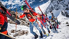 FILE: Competitors climb the Rosablanche peak (3191m at the highest point crossed) during the 22nd Glacier Patrol race in the mountains between Zermatt and Verbier