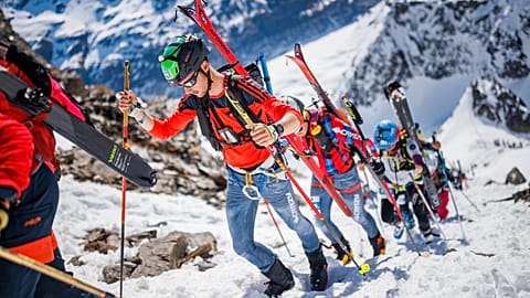 FILE: Competitors climb the Rosablanche peak (3191m at the highest point crossed) during the 22nd Glacier Patrol race in the mountains between Zermatt and Verbier