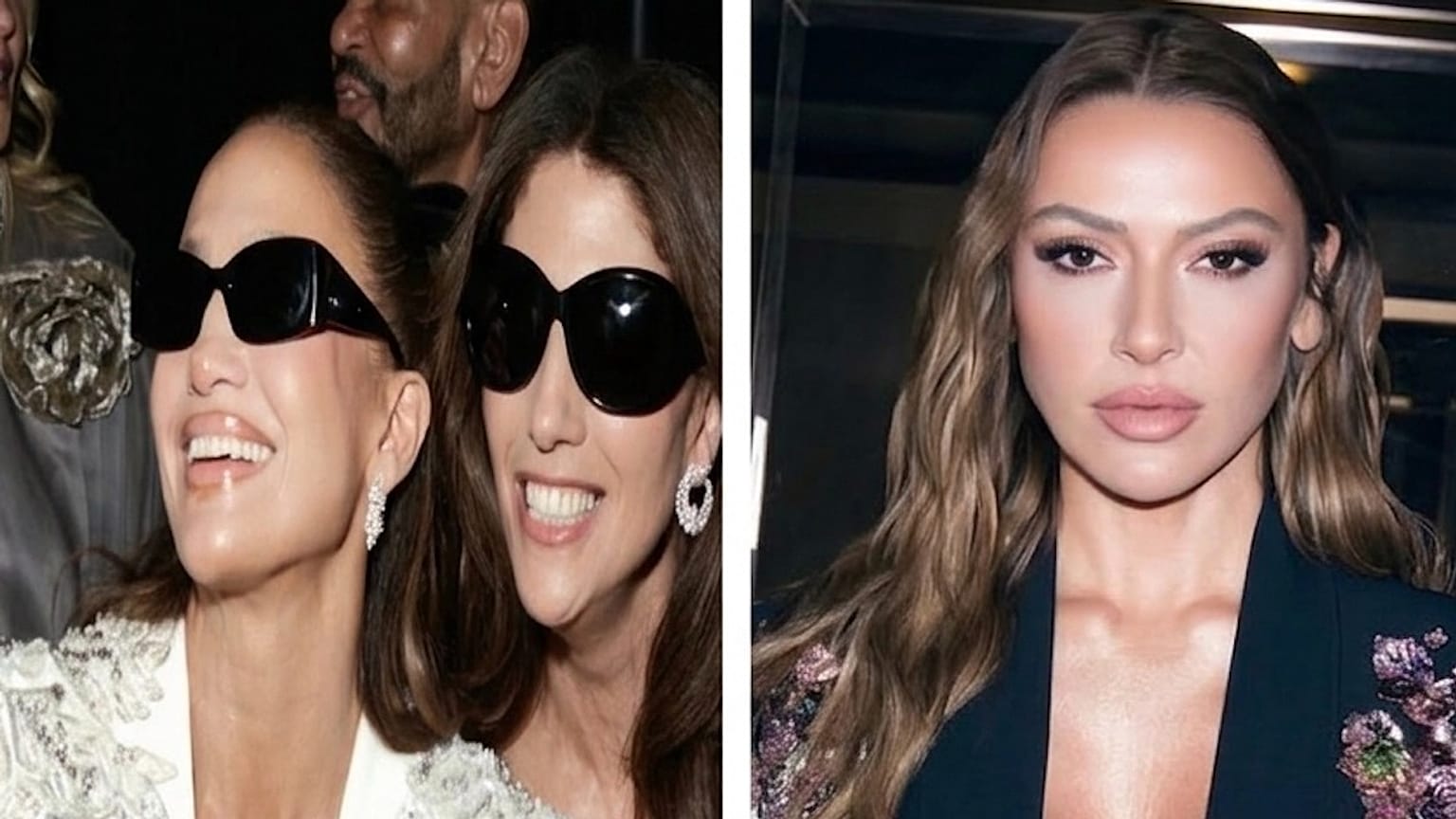 Dünyaca ünlü şarkıcı Jennifer Lopez (solda) arkadaşıyla fotoğraf çekilirken, pop müziğin başarılı temsilcilerinden Hadise de kameralara poz veriyor.