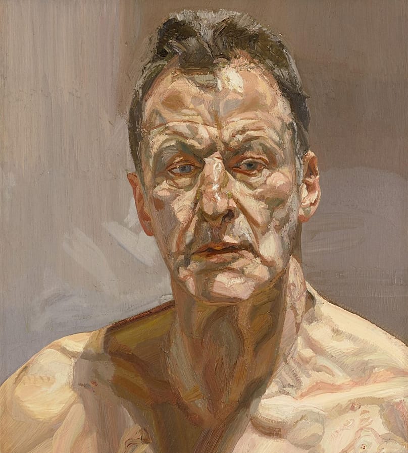 Lucian Freud, « Reflection (Self Portrait) », 1985. Huile sur toile. Collection privée. 
