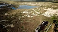 Lake Velence a popular touristic lake near Budapest, is at its lowest level ever recorded in Velence, Hungary, Thursday, Aug. 11, 2022.