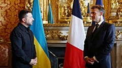 French President Emmanuel Macron and Ukrainian President Volodymyr Zelenskyy in Paris, 13 July, 2026