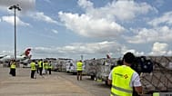 Carga de medicamentos a caminho da Venezuela no Aeroporto de Lisboa. Imagem partilhada publicamente no Facebbok.